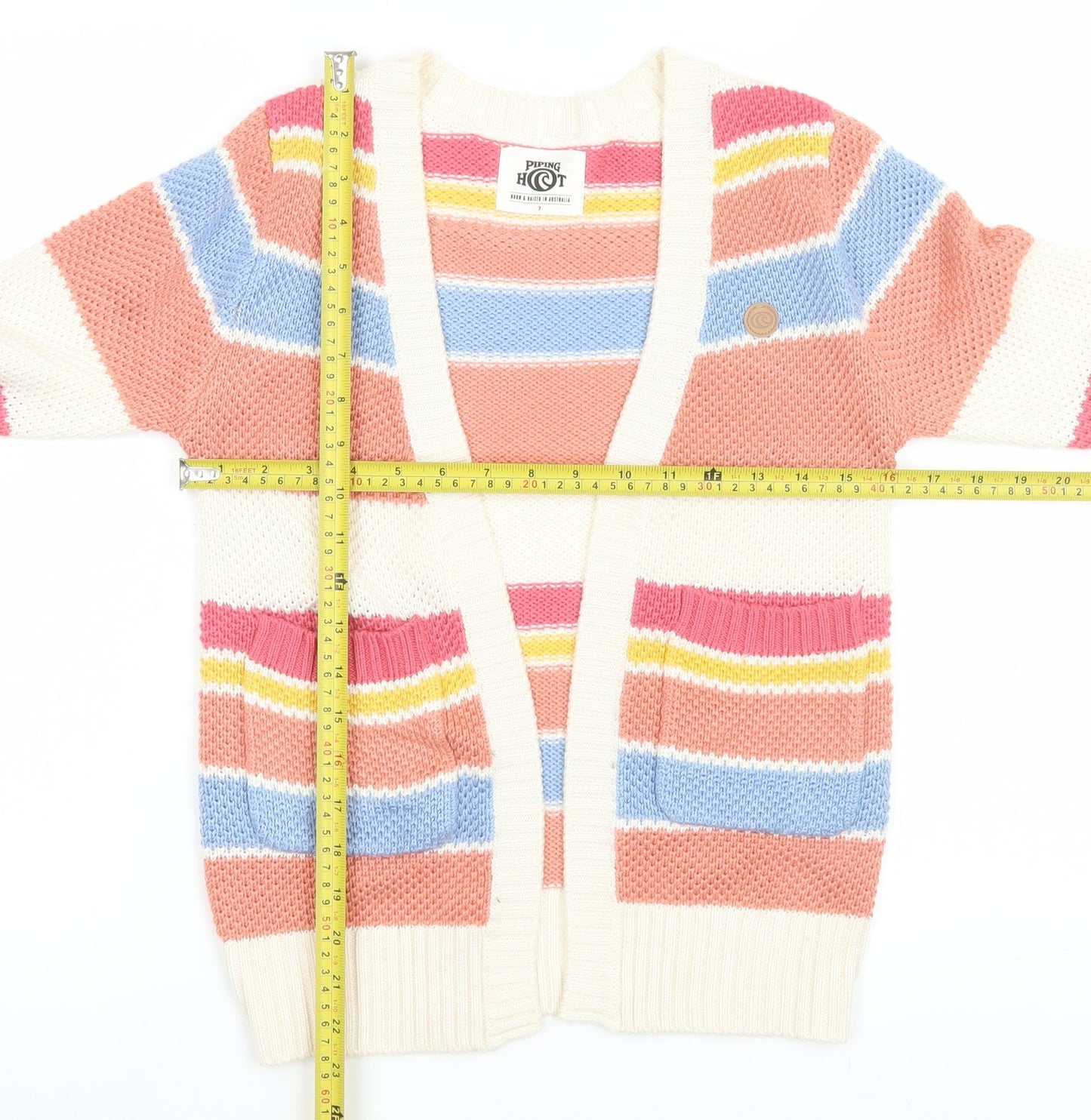 Piping Hot Women's Multicoloured Striped Acrylic Cardigan Size 7