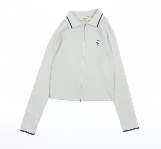 Riley Women Grey Collared Zip-Up Long Sleeve Polo Top Size S