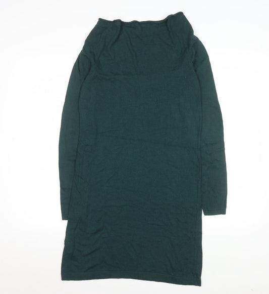 Promod Women Green Knit Cowl Neck Shift Dress Size M