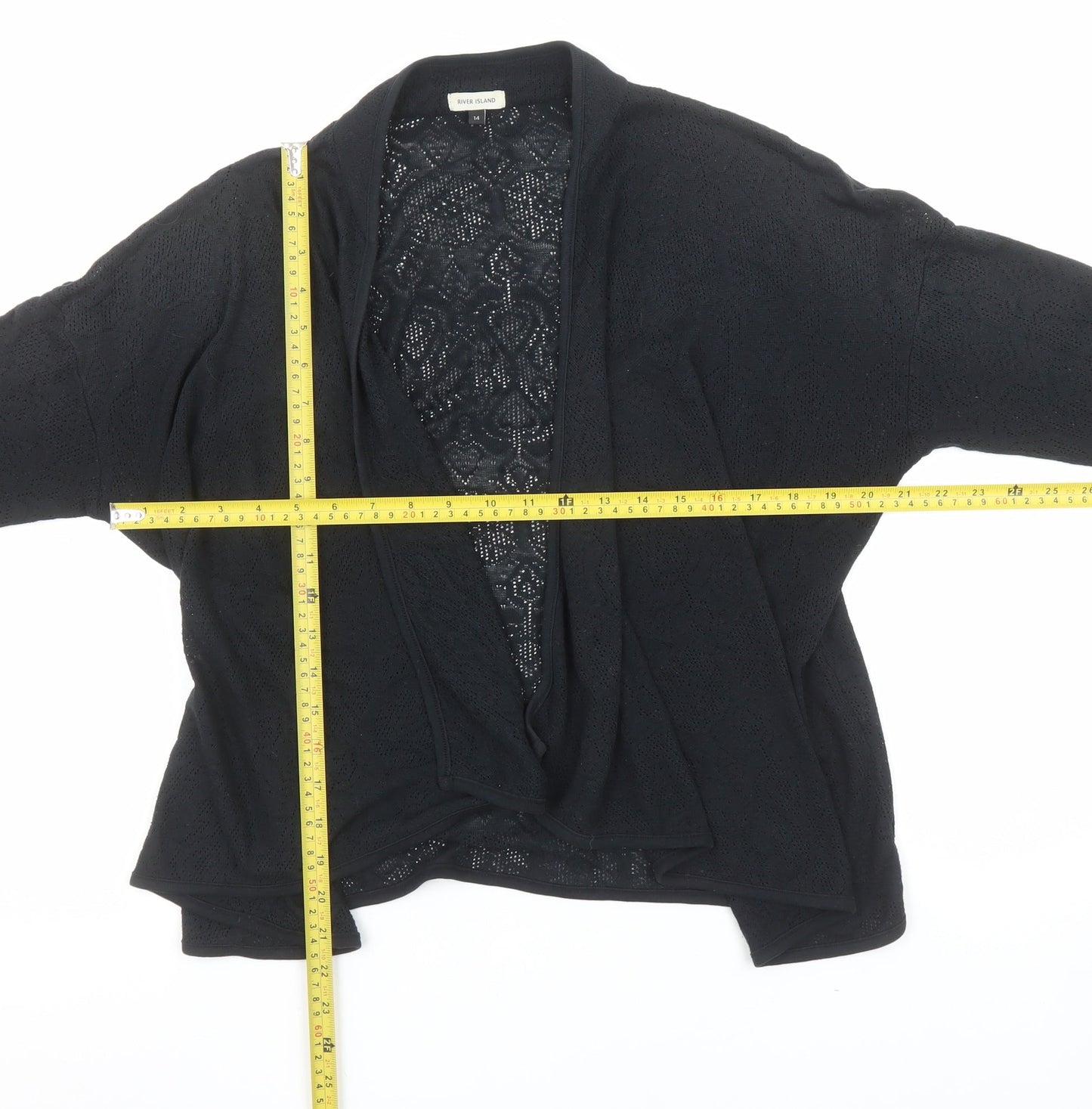 River Island Women's Black Size 14 Open Knit Long Sleeve Cardigan