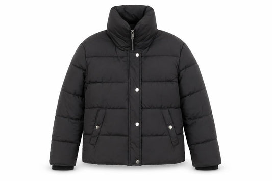 Front view of Atmosphere women’s black, size UK 8, puffer jacket winter coat