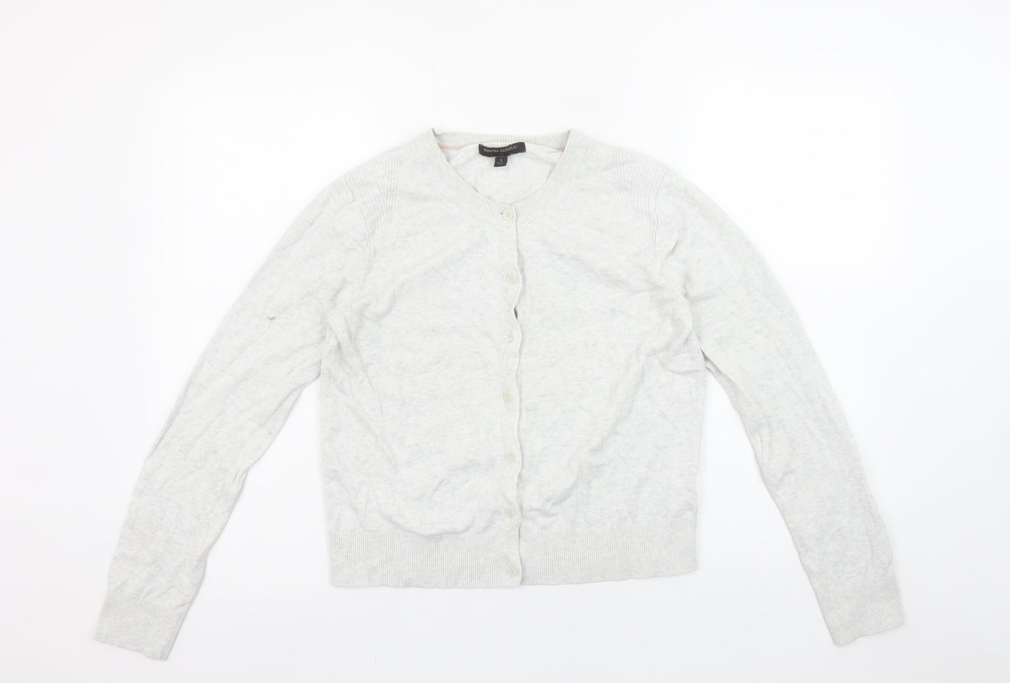 Banana Republic Women's Grey Cardigan S Crew Neck Cotton Blend