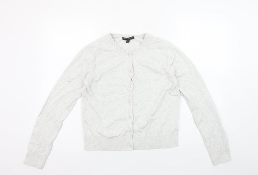 Banana Republic Women's Grey Cardigan S Crew Neck Cotton Blend