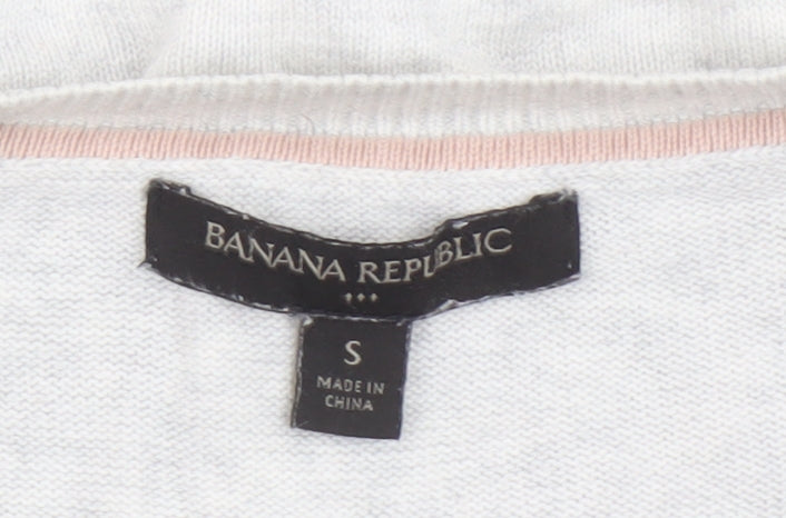 Banana Republic Women's Grey Cardigan S Crew Neck Cotton Blend
