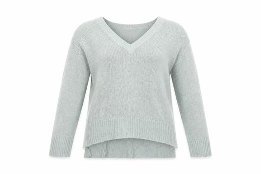 Brave Soul Womens Green V-Neck Knit Long Sleeve Pullover Jumper XS