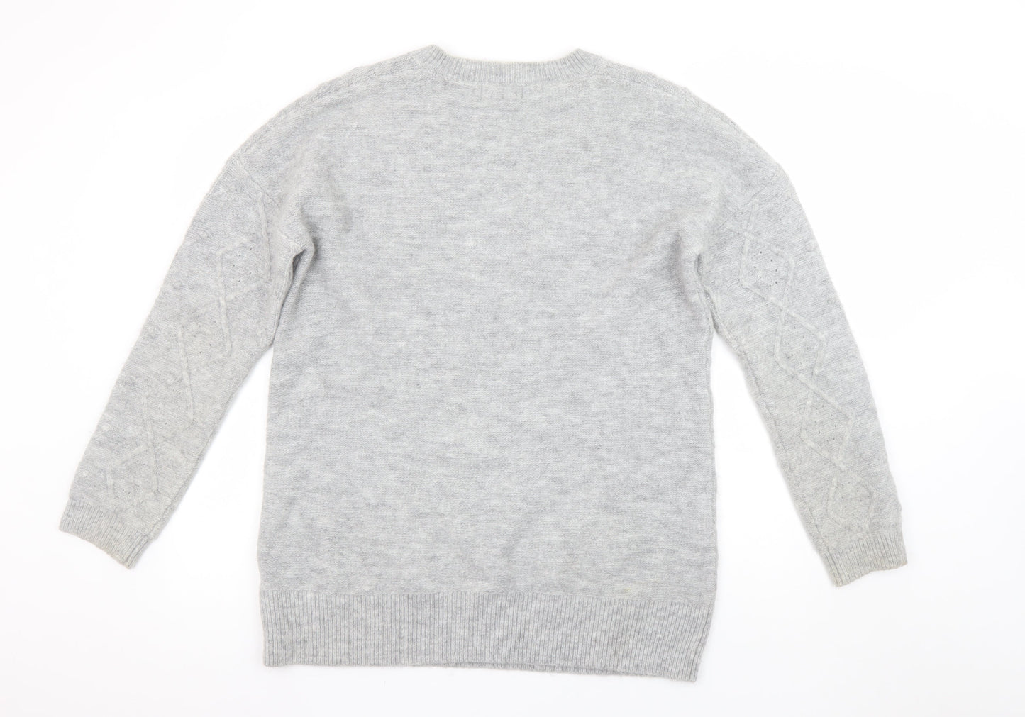 Cerulean by Blue Diamond Women’s Grey Wool Blend V-Neck Jumper Size S
