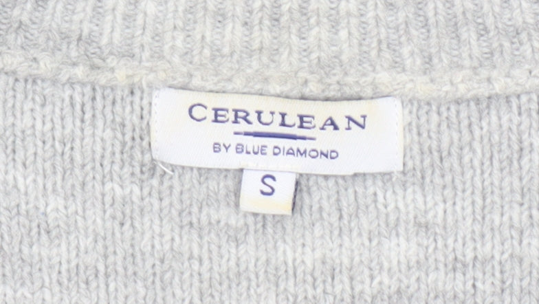 Cerulean by Blue Diamond Women’s Grey Wool Blend V-Neck Jumper Size S