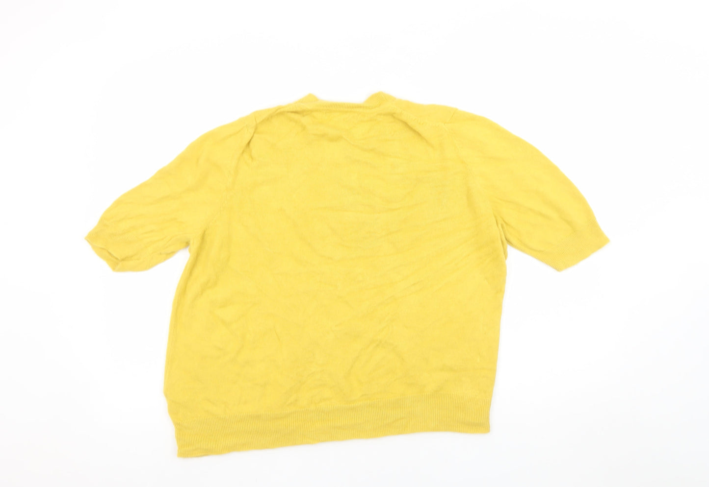 Marks and Spencer Women Yellow Short Sleeve Acrylic Jumper Size 16