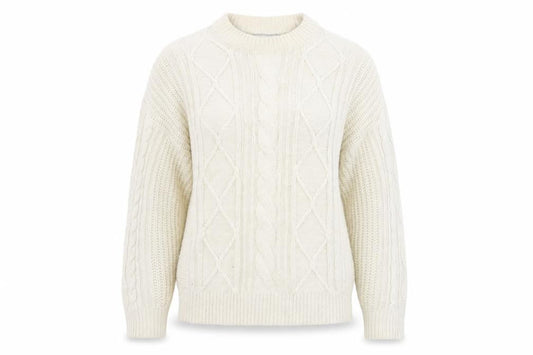 Urban Outfitters Women’s Ivory Cable-Knit Jumper M