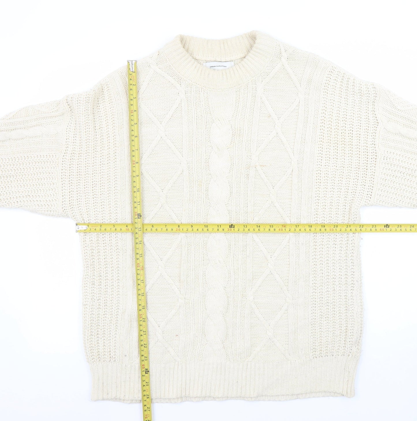 Urban Outfitters Women’s Ivory Cable-Knit Jumper M