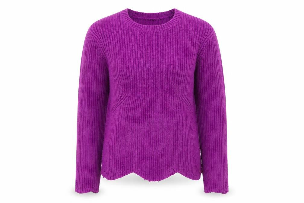 Ted Baker Women's Purple Wool Blend Ribbed Jumper Size S