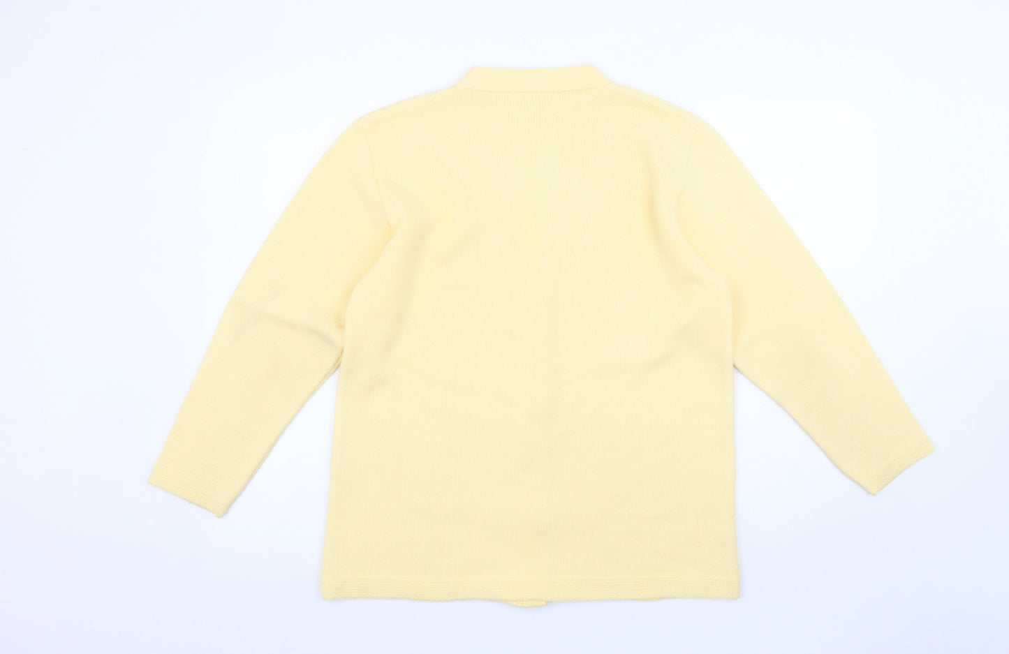 Jennifer Women Yellow V-Neck Button Cardigan M/L Acrylic Knit