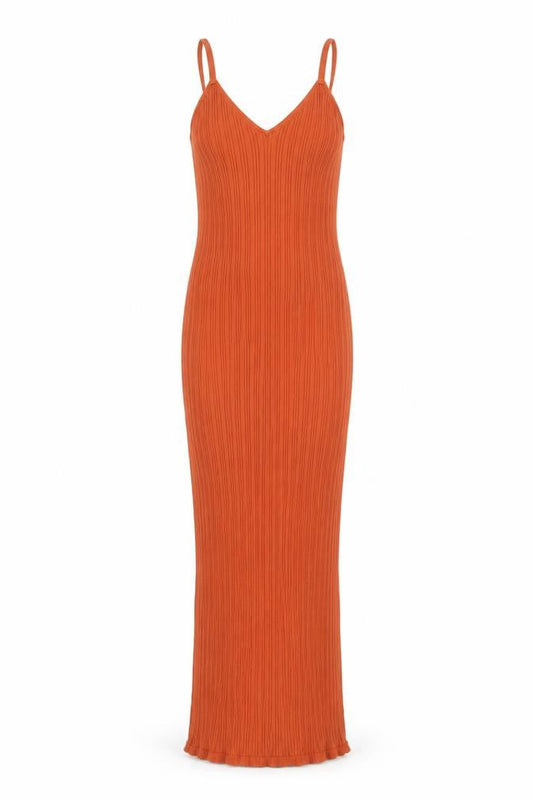 ASOS DESIGN Women’s Orange Viscose Ribbed Long Slip Dress Size 8-10