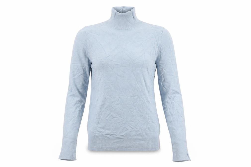 Zara Women Blue Roll Neck Knit Jumper Size S Long Sleeve Pullover