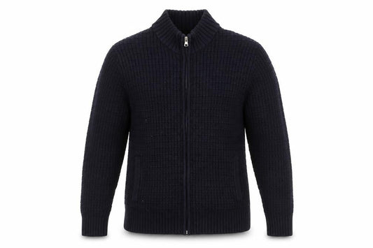 Greenwoods Men’s Blue Full Zip High Neck Knit Jumper M
