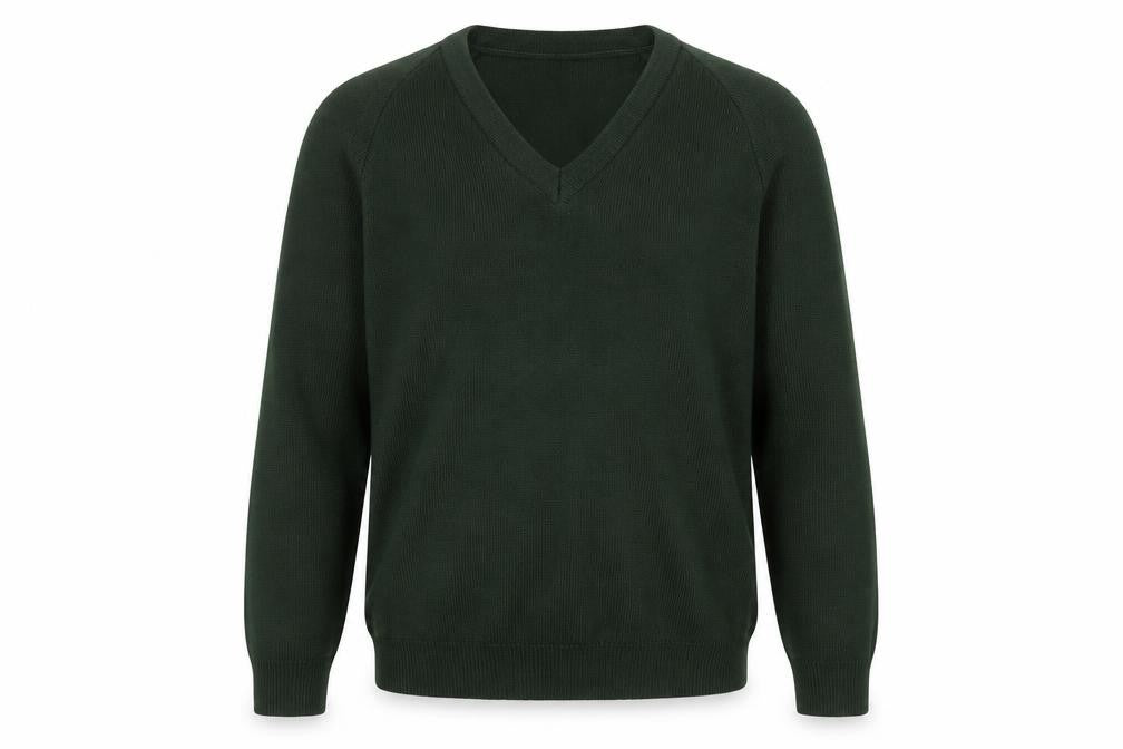 Rowlinson Boys Green V-Neck Acrylic School Jumper Size 34 in