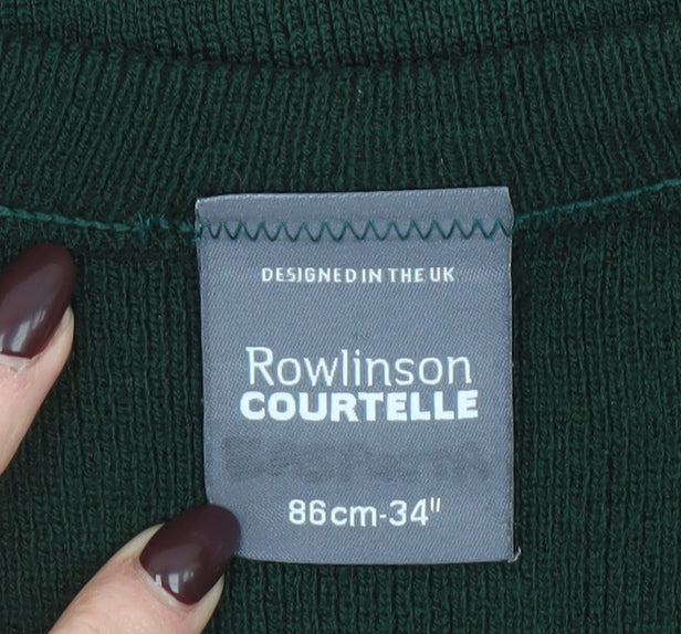 Rowlinson Boys Green V-Neck Acrylic School Jumper Size 34 in