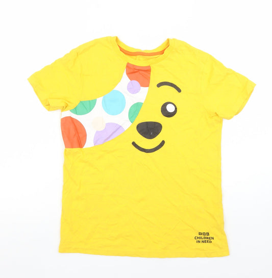 George Girls Yellow BBC Children in Need Pudsey Bear Graphic Cotton T-Shirt 10-11 Years