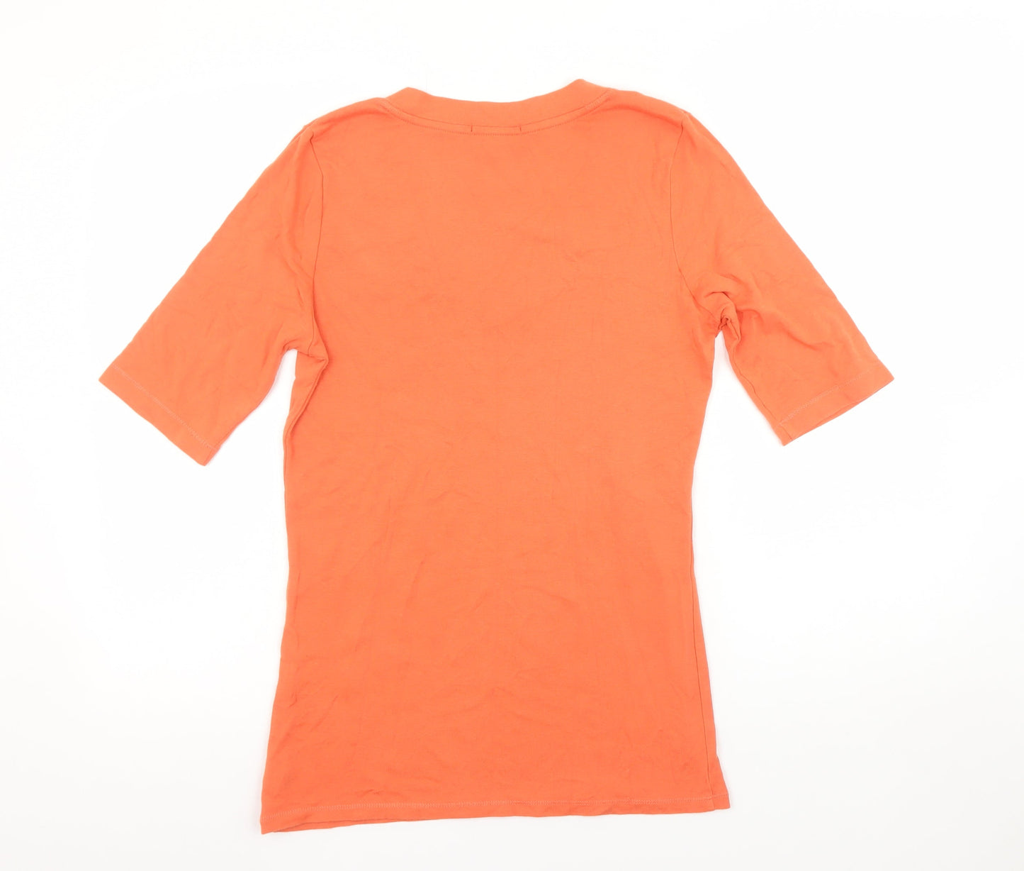 Carole Little Womens Orange V-Neck Short Sleeve Jersey T-Shirt Size L