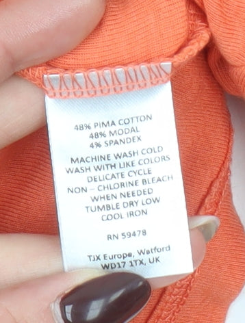 Carole Little Womens Orange V-Neck Short Sleeve Jersey T-Shirt Size L