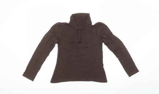 Tammy Girls Brown Roll Neck Long Sleeve Viscose Top Size 11 Years