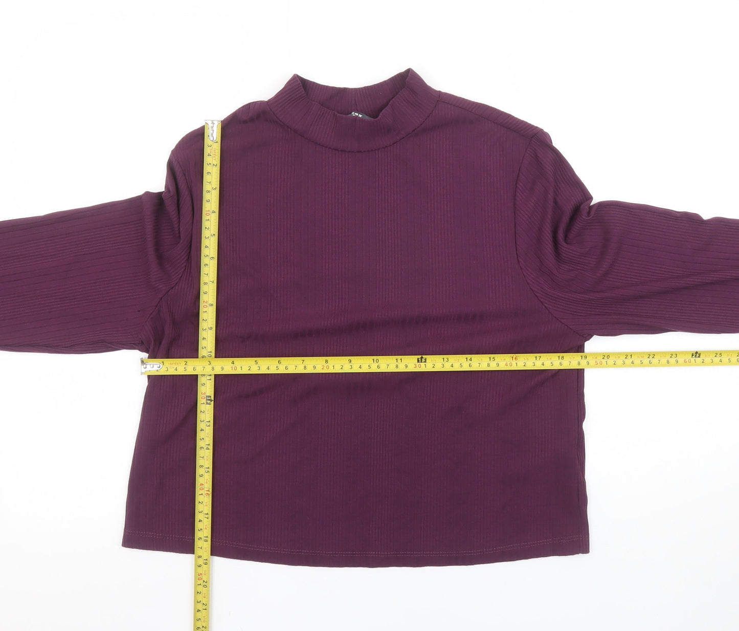 Max Womens Purple Mock Neck Long Sleeve Stretch Top XL