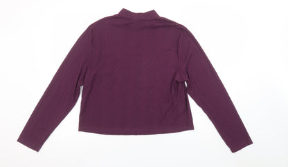 Max Womens Purple Mock Neck Long Sleeve Stretch Top XL