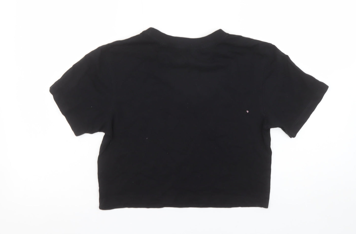 Jack Wills Women's Black Cropped T-Shirt UK 8 Cotton Raglan Style