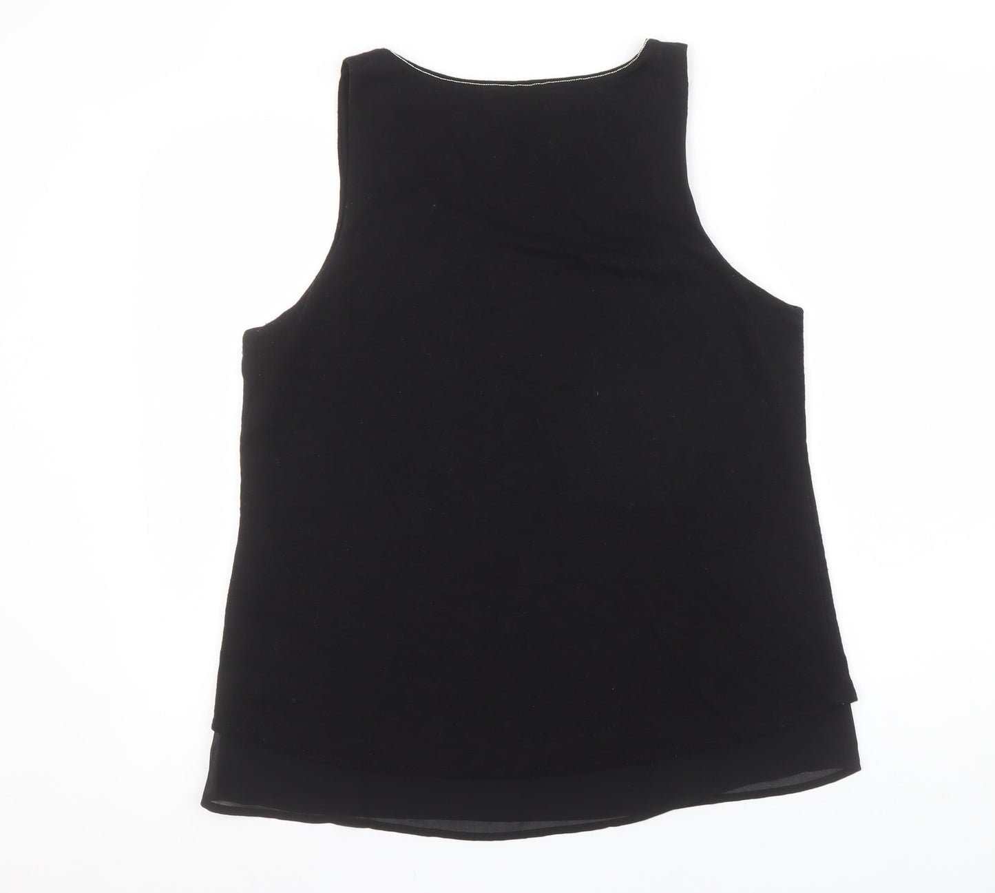 Crosby Womens Black Linen Blend V-Neck Sleeveless Tank Top Size L