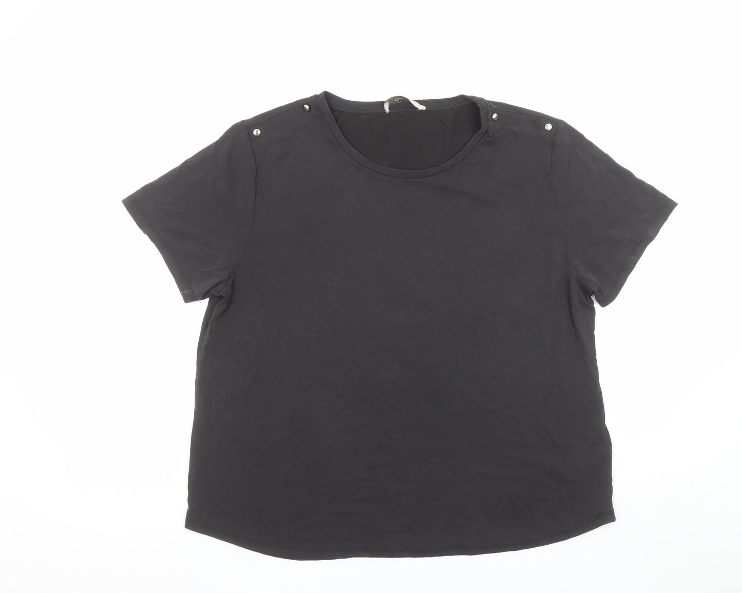 Oasis Womens Black Short Sleeve Basic T-Shirt Size L Modal Blend