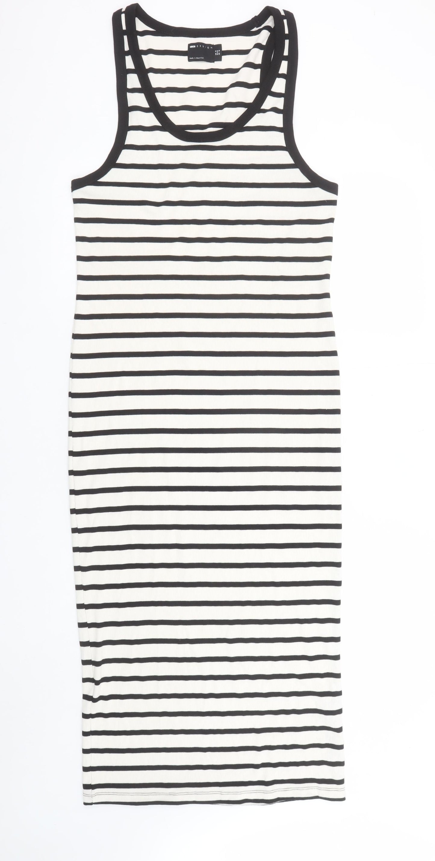 ASOS Design Womens Black White Stripe Tank Dress Size 14