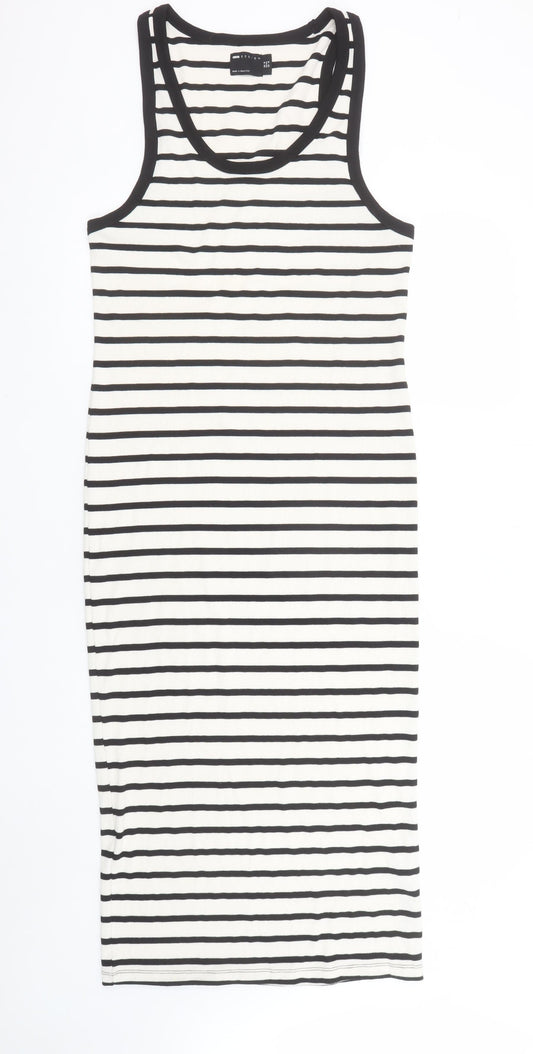 ASOS Design Womens Black White Stripe Tank Dress Size 14