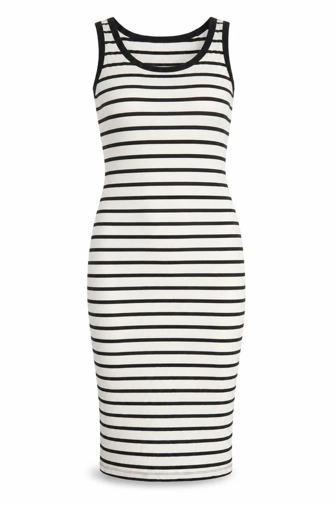 ASOS Design Womens Black White Stripe Tank Dress Size 14