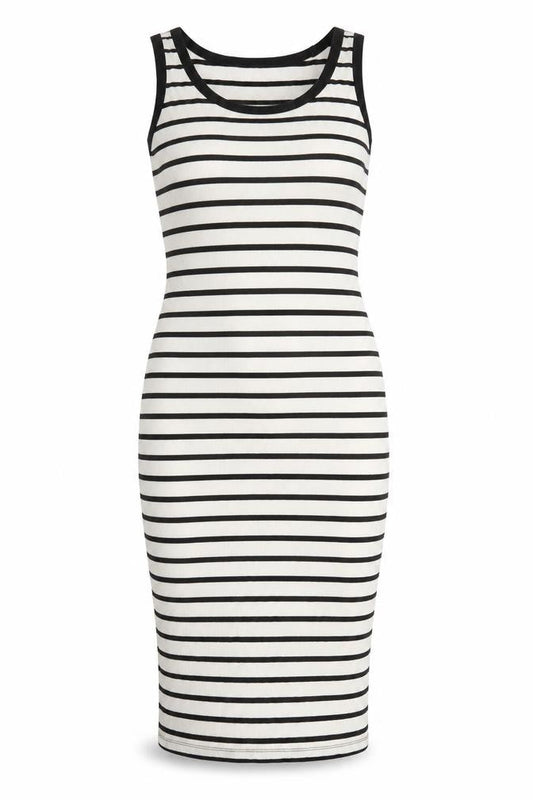 ASOS Design Womens Black White Stripe Tank Dress Size 14