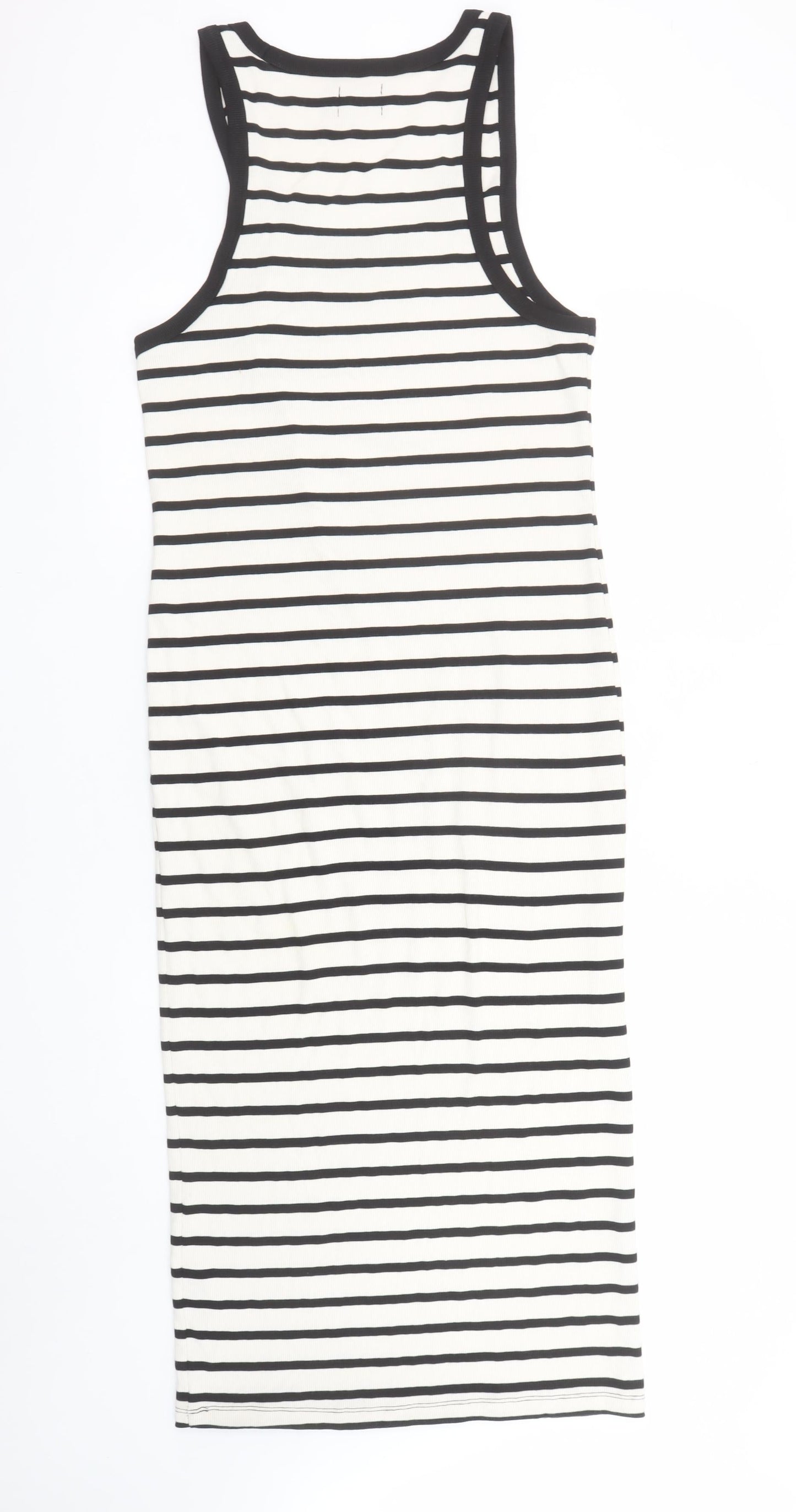 ASOS Design Womens Black White Stripe Tank Dress Size 14