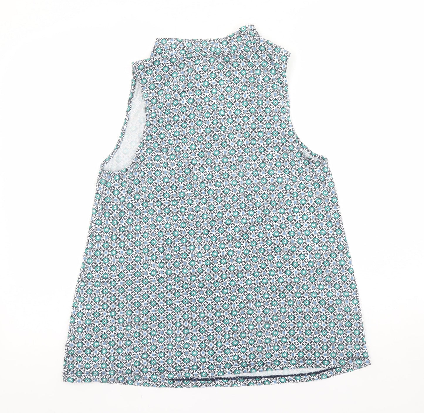 Lands' End Women's Blue Floral Sleeveless Cotton Tunic Blouse Size S