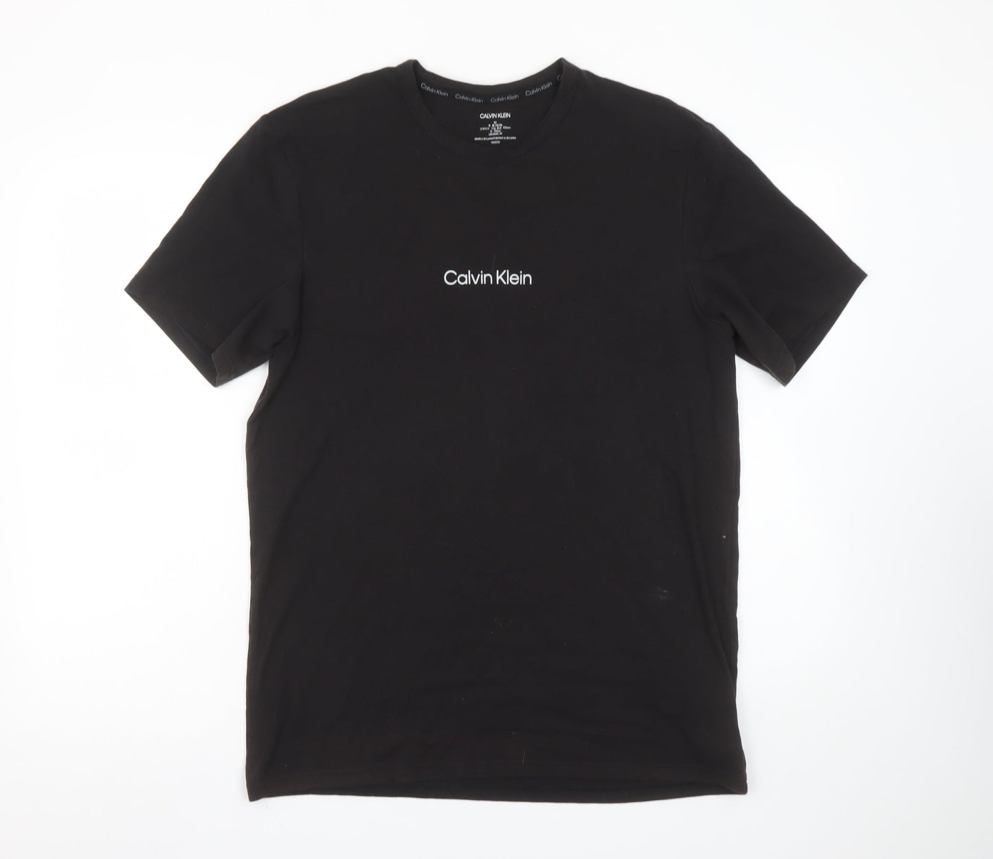 Calvin Klein Men's Black Crew Neck Short Sleeve Cotton Blend T-Shirt M
