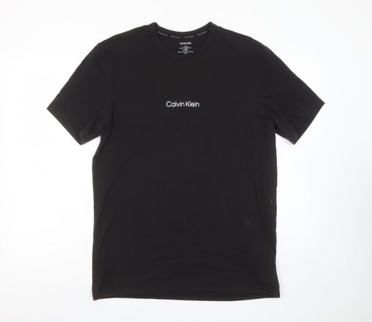 Calvin Klein Men's Black Crew Neck Short Sleeve Cotton Blend T-Shirt M