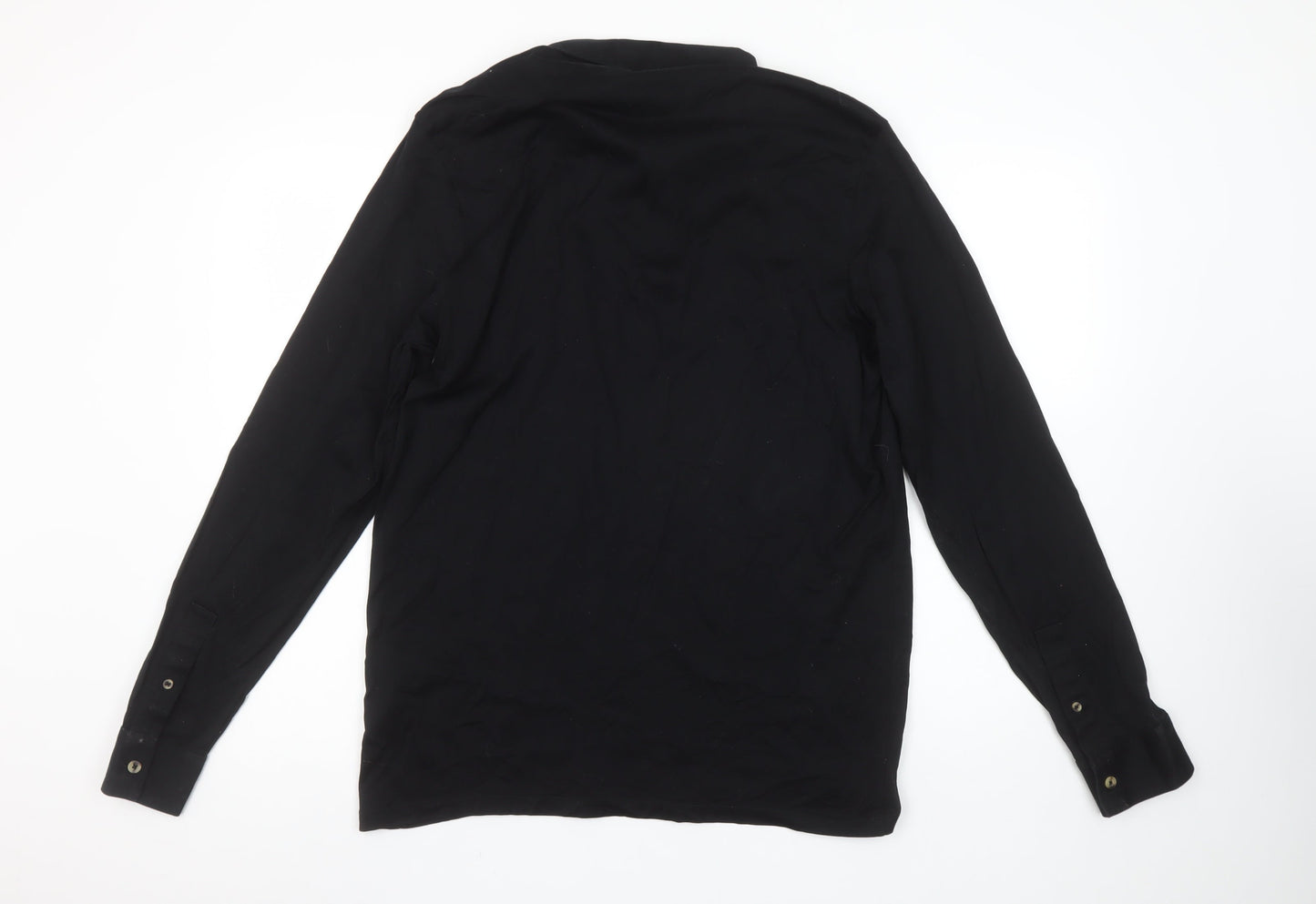Authentic Casual Wear Men’s Black Grey Long Sleeve Polo Shirt L 100% Cotton