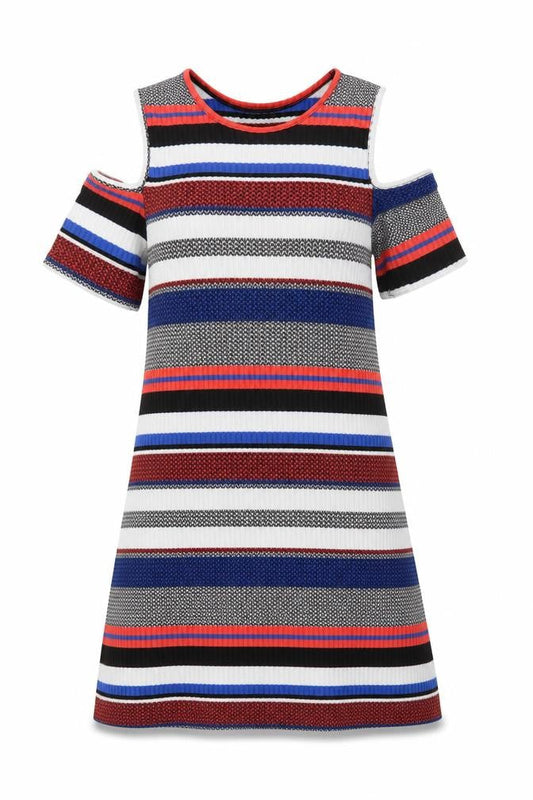 Papaya Women’s Multicoloured Striped Cold Shoulder Shift Dress Size M
