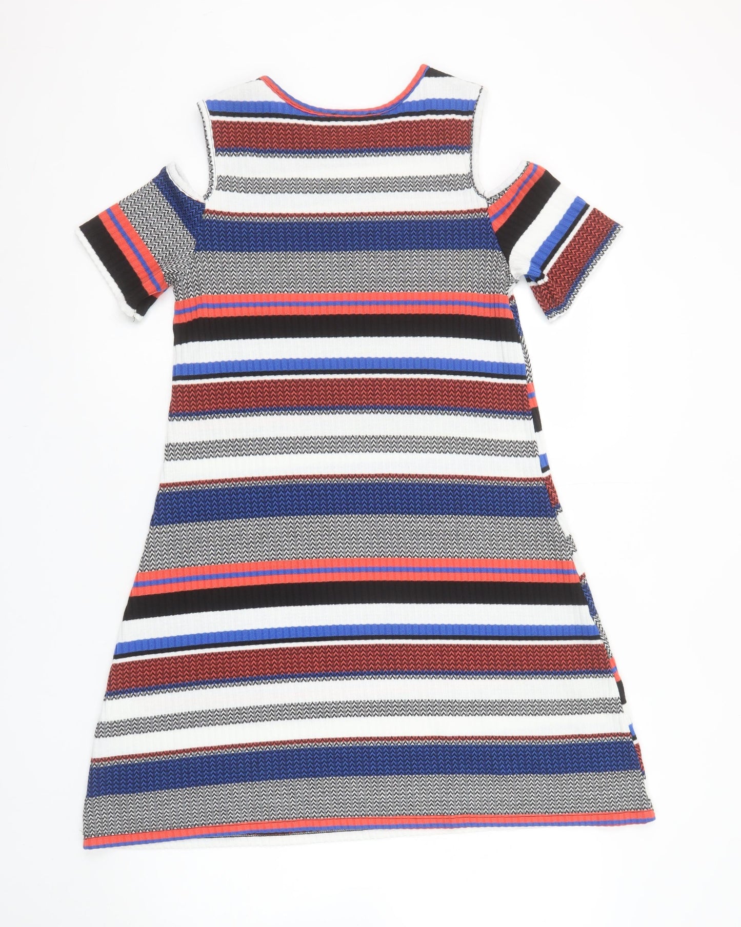 Papaya Women’s Multicoloured Striped Cold Shoulder Shift Dress Size M
