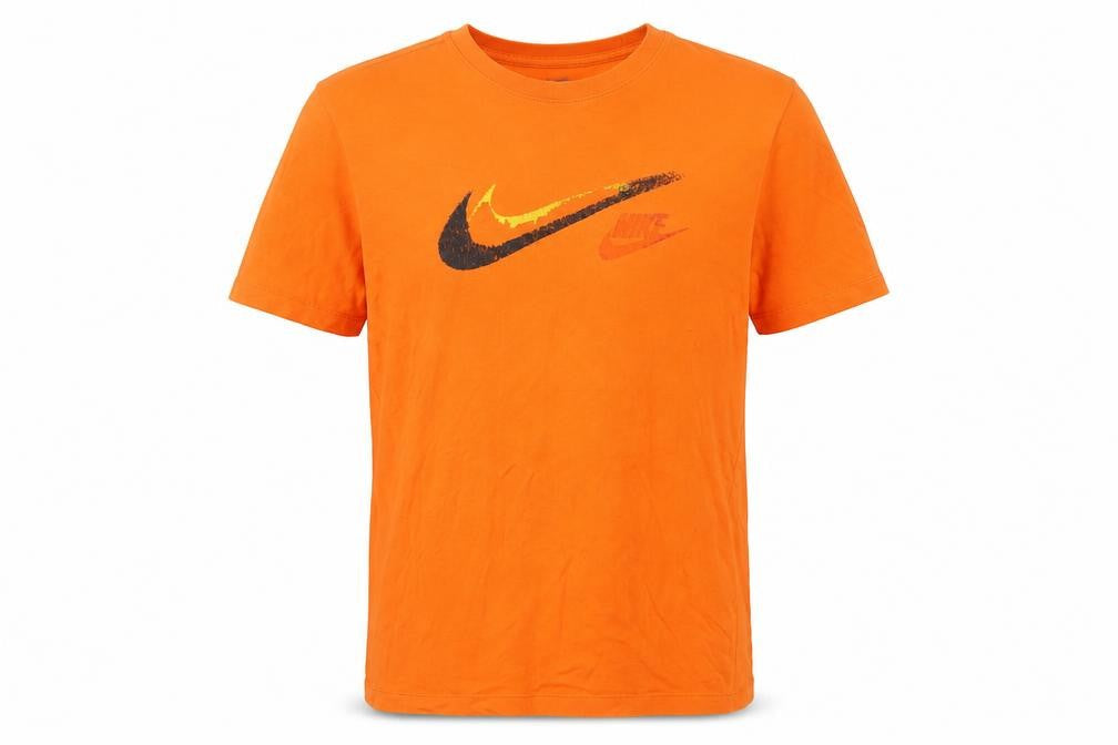 Nike Men's Orange Short Sleeve Graphic Logo Cotton T-Shirt Size S