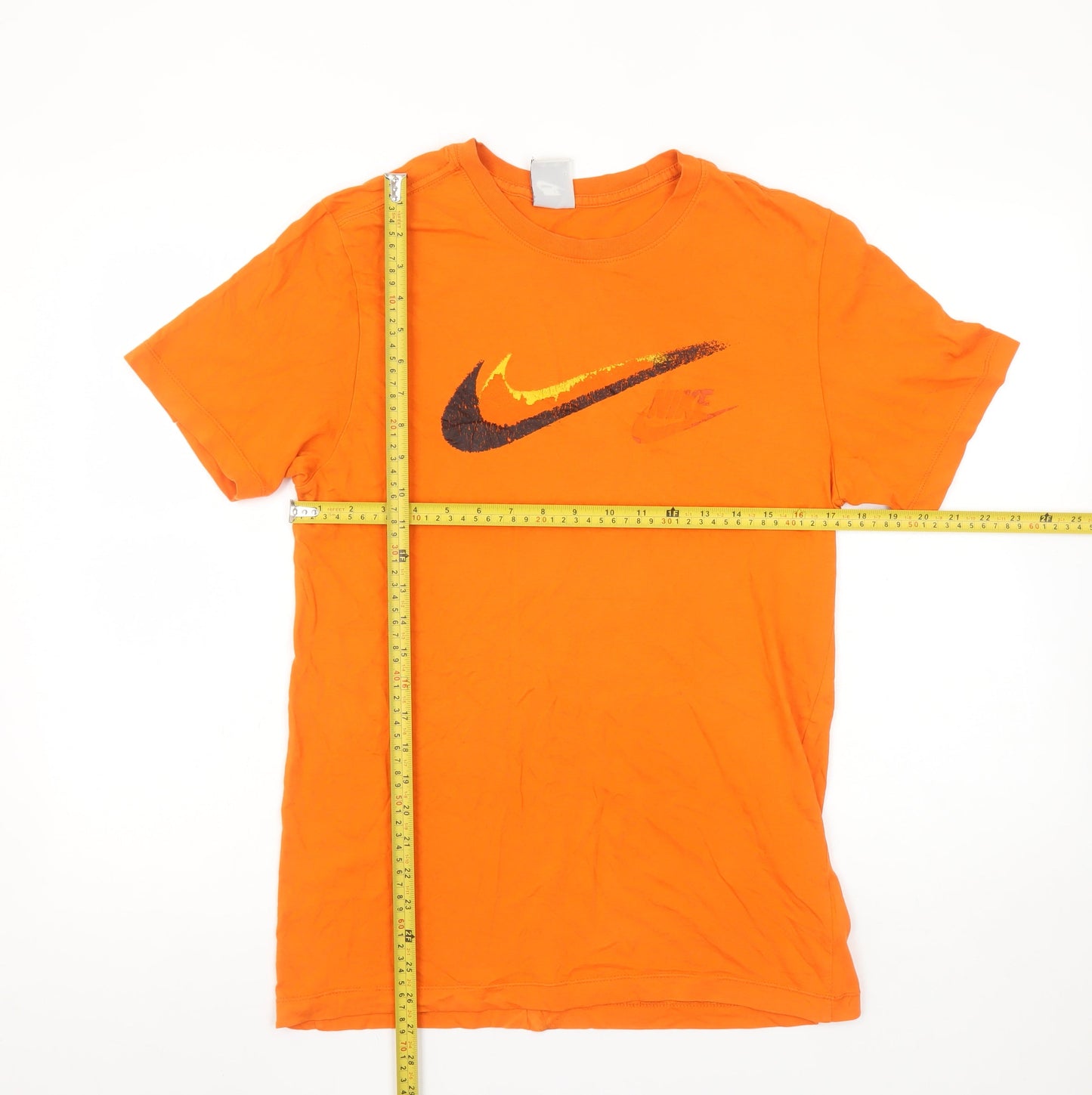 Nike Men's Orange Short Sleeve Graphic Logo Cotton T-Shirt Size S