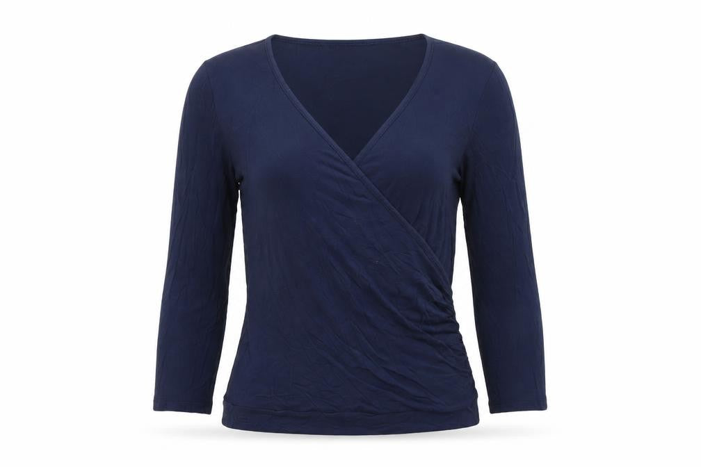 Blooming Marvellous Women Blue Wrap Jersey 3/4 Sleeve Top Size 10