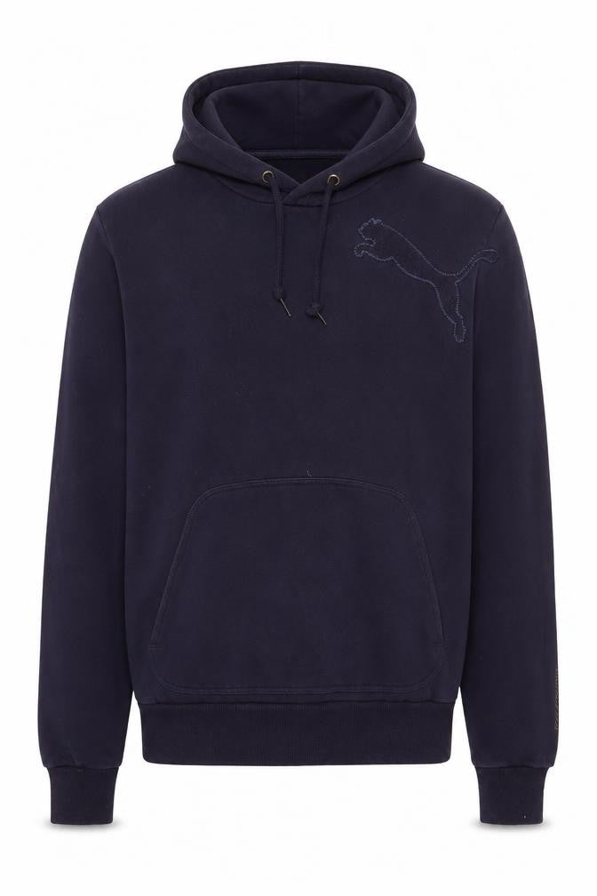Puma Men's Blue Pullover Hoodie Small Fleece Logo Sweatshirt