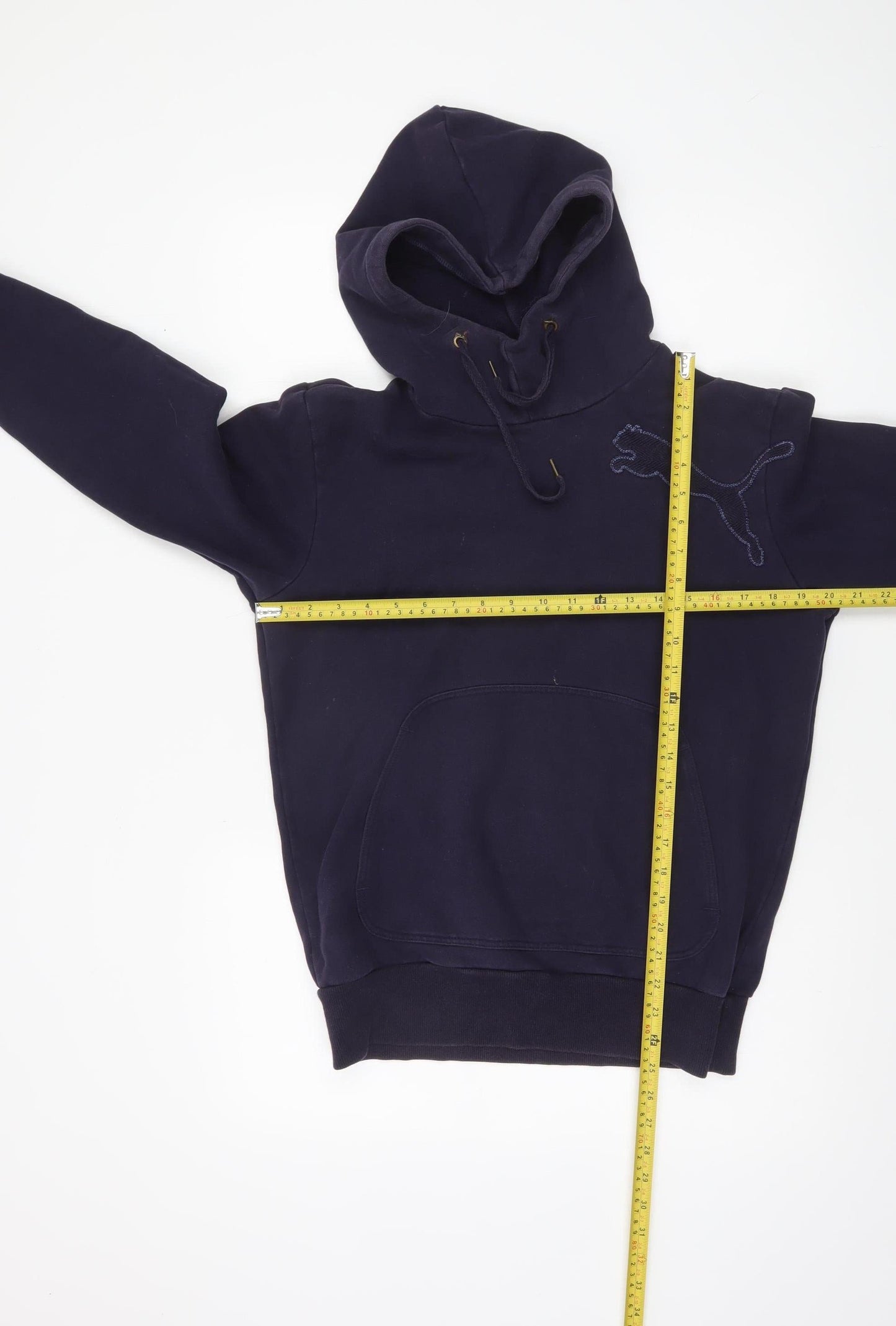 Puma Men's Blue Pullover Hoodie Small Fleece Logo Sweatshirt