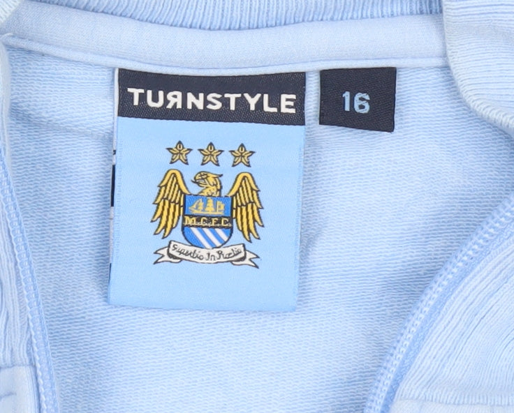 Turnstyle Boys Blue MCFC Track Jacket Size 16 Regular Fit Full Zip