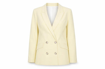 River Island Women's Beige Double-Breasted Blazer Jacket Size 8