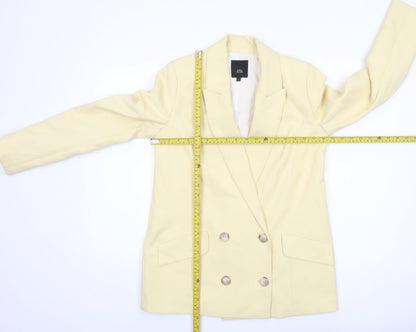 River Island Women's Beige Double-Breasted Blazer Jacket Size 8