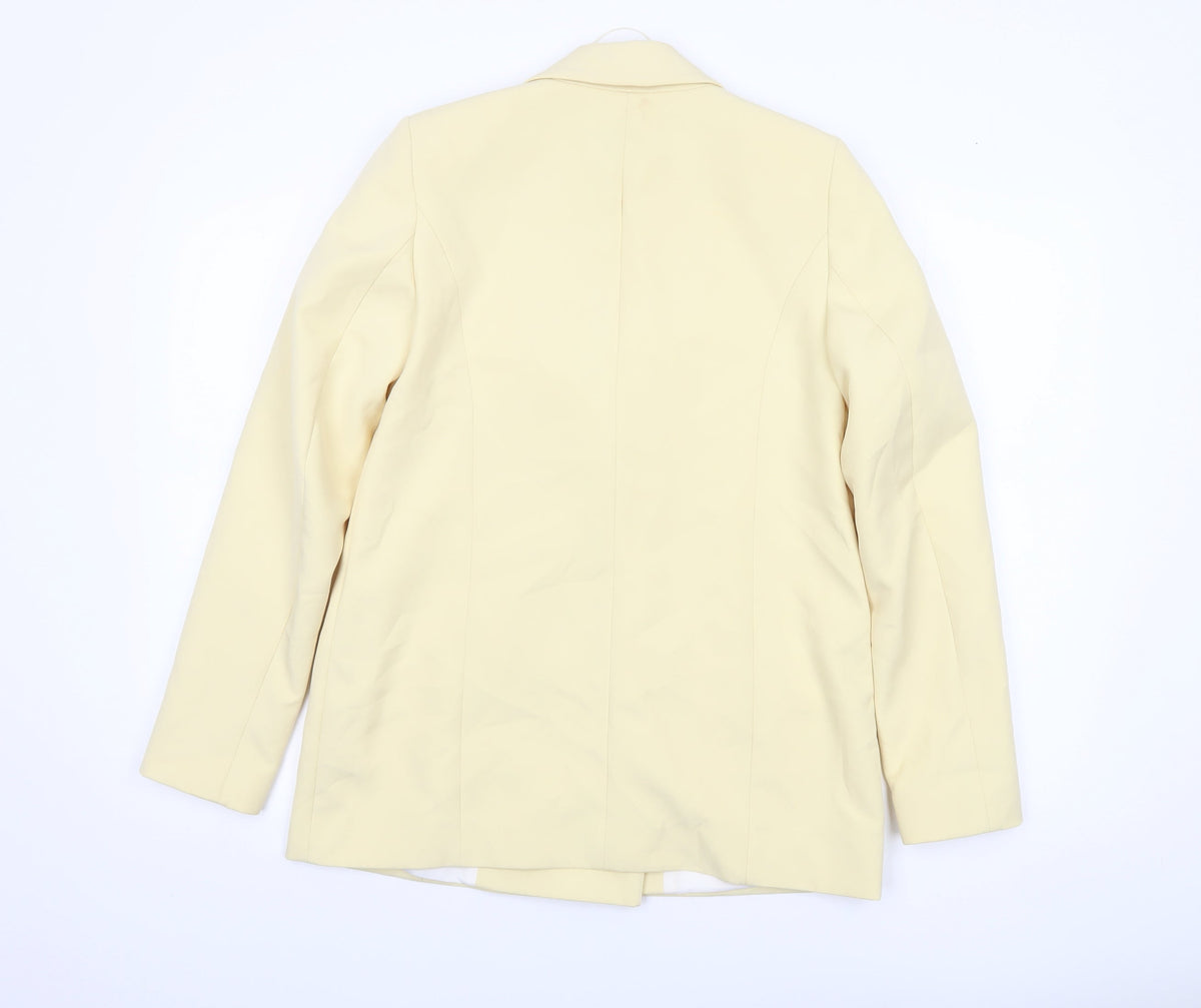 River Island Women's Beige Double-Breasted Blazer Jacket Size 8